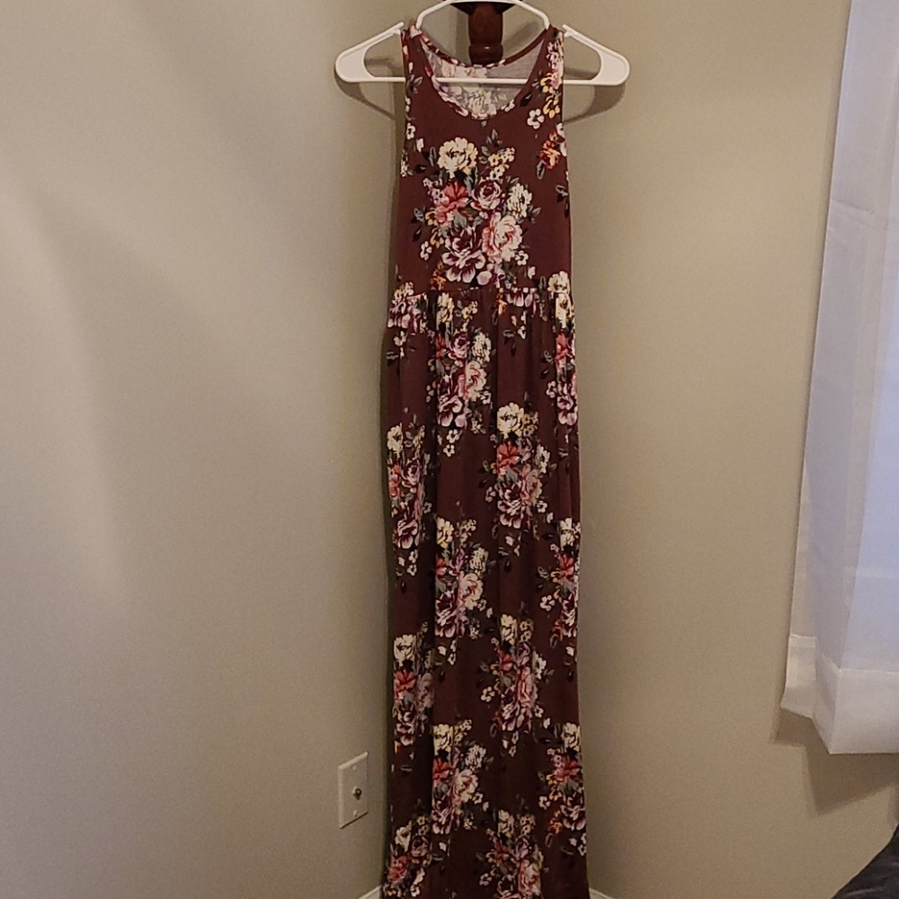 XL Mauve Floral Maxi Dress NWT